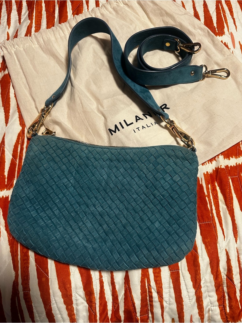 Milaner Italia “Belinda” Teal Woven Bag